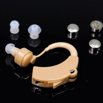 Preview: Hörverstärker mit Bügel - Individuell anpassbar für Gespräche & Alltagsgeräusche - Kristallklarer Klang - inkl. Koffer & 3 Ohrstöpsel/Batterien - 6,5x5x1cm