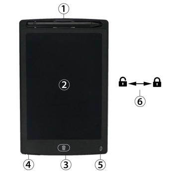 Preview: Elektronische Schreibtafel 25,4 cm - Ideal für Notizen & Skizzen - Löschtaste, Bildschirm- & Löschsperre - Kompakt, leicht, mobil - Inkl. CR2025 Knopfzelle