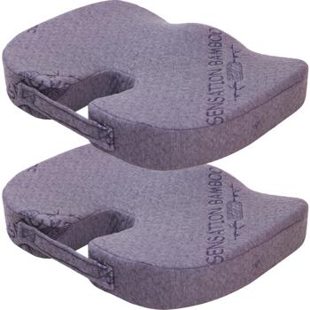 2er-Set Bambus-Sitzkissen - passt sich optimal Ihrem Körper an - Memory-Foam, 45x30x6,4cm, waschbar - Ideal für Büro & Reisen