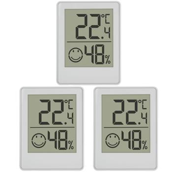Preview: Digitales Thermo-Hygrometer 3er-Set - Präzise Temperatur- & Feuchtigkeitsüberwachung, gesundes Raumklima - (-20 bis +60°C) - (10-99% rH) - (CR2032) - 4,5x1,2x5,8cm