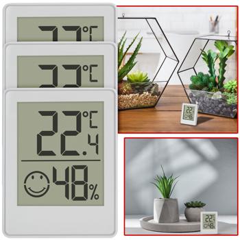 Digitales Thermo-Hygrometer 3er-Set - Präzise Temperatur- & Feuchtigkeitsüberwachung, gesundes Raumklima - (-20 bis +60°C) - (10-99% rH) - (CR2032) - 4,5x1,2x5,8cm