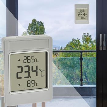 Digitales Aussenthermometer für Fensterscheibe - Präzise Aussen-Temperaturwerte, höchste Tiefstwerte - Kabellose Montage, wetterfest, 9x6.6 cm