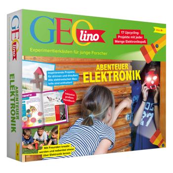 GEOlino Experimentierkasten Abenteuer Elektronik - 17 Upcycling-Projekte für Kinder ab 8 Jahren - Solarmodul inkl. Solar-Rennboot bauen