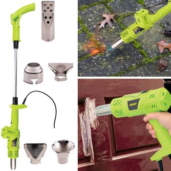 3in1 Unkrautvernichter, 2000W, Grün, Grillanzünder & Heissluftpistole – Multifunktionales Heissluftgerät bis 360°C mit diversen Aufsätzen