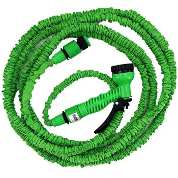 Preview: Flexibler, dehnbarer Gartenschlauch 10-30 m mit hochwertigem Sprühkopf – grün, knickfrei, platzsparend, langlebig & perfekt für die Bewässerung