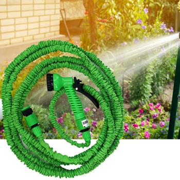 Flexibler, dehnbarer Gartenschlauch 10-30 m mit hochwertigem Sprühkopf – grün, knickfrei, platzsparend, langlebig & perfekt für die Bewässerung