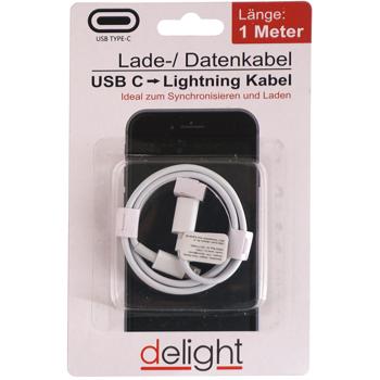 USB-C Lightning Ladekabel - Schnelles Synchronisieren & Laden für iPhone - 1m Länge - Weiss - Flexibler stabiler Kunststoffmantel