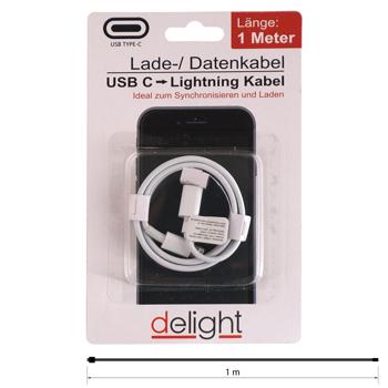 Preview: USB-C Lightning Ladekabel - Schnelles Synchronisieren & Laden für iPhone - 1m Länge - Weiss - Flexibler stabiler Kunststoffmantel