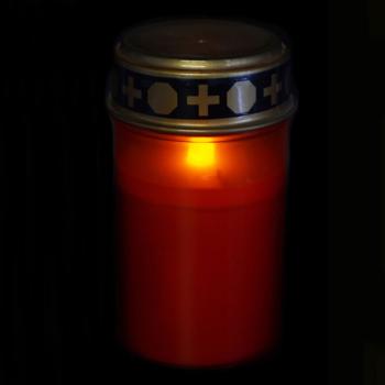 Preview: 2er-Set LED-Grablicht, batteriebetrieben, rot, Friedhofskerze