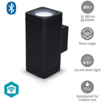 Preview: Smarte LED Wandleuchte für Aussen, App-steuerbar – Bluetooth, dimmbar, RGB Farben, 2700K-6500K, IP44, moderne Beleuchtung