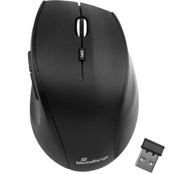 Preview: Kabellose 5-Tasten Funk-Maus - Optischer Sensor 1600 DPI, 10m Reichweite - Kompatibel mit Windows, macOS, Linux - Matt-Schwarz - CH6537