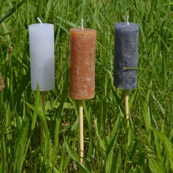 Preview: Gartenfackel 3er-Set - ca. 30 cm - Romantisches Licht für stimmungsvolle Stunden - Wachsfackeln anthrazit-weiss-ocker - Ideal für Gartenpartys und Feste