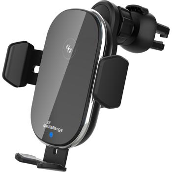 Preview: Kfz-Qi-Ladegerät Lüftungsschlitz - 15W Wireless Schnellladestation mit Natel Halterung & Schutz - Induktiv, Touch-Sensor, LED-Anzeige