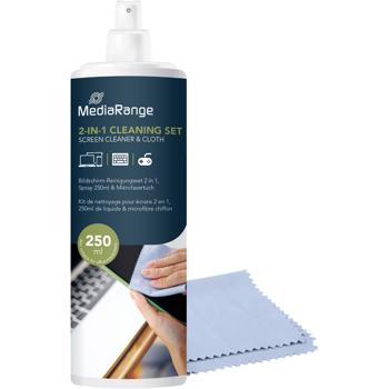 Hochwertiger Bildschirmreiniger inkl. Mikrofasertuch, 250 ml, Entfernt Schmutz, Fingerabdrücke & Staub