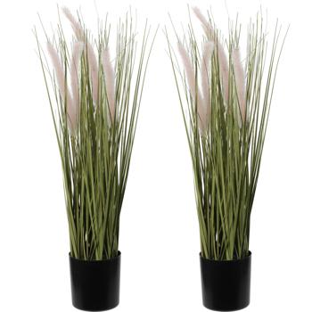 2er-Set Künstliches Ziergras 55cm - Pflegeleicht für dunkle Räume - Ideal bei Allergien & Haustieren - Wartungsfreier Blickfang Solitärpflanze