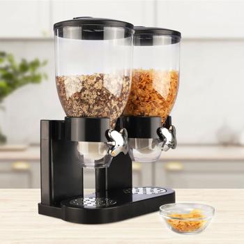 Müslispender für die ganze Familie: 2x 3,5L, schwarz, 32x19x42cm - für Müsli, Cerealien, Cornflakes, Nüsse - Praktische Aufbewahrung für die Küche