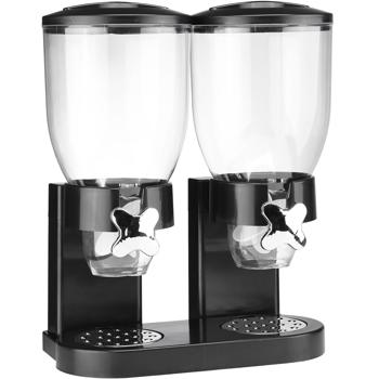 Preview: Müslispender für die ganze Familie: 2x 3,5L, schwarz, 32x19x42cm - für Müsli, Cerealien, Cornflakes, Nüsse - Praktische Aufbewahrung für die Küche