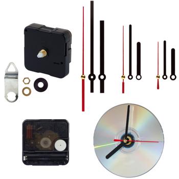 Quarz-Uhrwerk für DIY Wanduhr – Geräuschlose Schleichsekunde – 3 Zeigersätze (Std/Min schwarz, Sek rot) – Bastelprojekt - 55x55x15mm