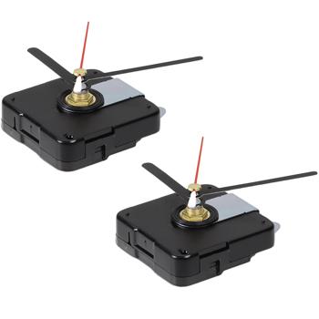 2er-Set Quarz-Uhrwerk - 6x3 Zeigersätze, Schleichsekunde, geräuschlos - Für individuelle Uhren, Bastelprojekte - Masse 55x55x15mm, inkl. Aufhängehaken