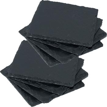 8er-Set Schiefer-Untersetzer - Edle, quadratische Glasuntersetzer anthrazit - Für Gläser, Tassen, Flaschen - 10x10cm - Robust, stabil, hitzebeständig