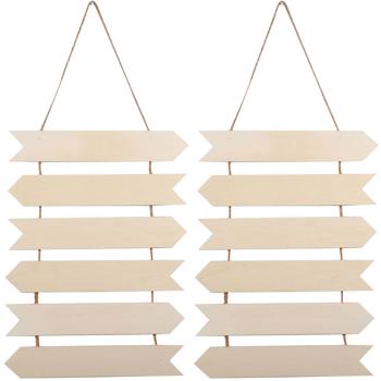 2er-Set Hängende Holz-Pfeile - Individuell Beschriftbar & Bemalbar - Deko für Haus Garten Party - Braun, 29x40cm - Rustikaler Chic als Wegweiser & Geschenk