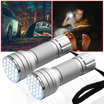2er-Set Hochwertige LED-Taschenlampe mit Aluminium-Gehäuse und 21 LEDs, Helle Strahlkraft und lange Lebensdauer, Zuhause, Camping, Outdoor