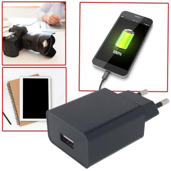 USB-A-Ladegerät 10W schwarz - Schnelles Aufladen für Smartphones Tablets Kameras - Kompaktes Netzteil 100-240V / 5V DC - Mobil Zuhause Büro
