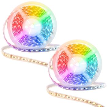 Preview: 2er-Set Smart LED Lichtband 5 m mit App-Steuerung, warmweiss/kaltweiss/RGB, dimmbar, flexibles & selbstklebendes Design, ideal für stilvolle Beleuchtung