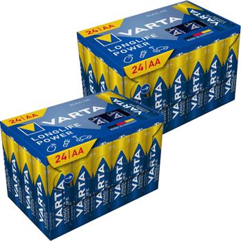 Preview: Varta AA/Mignon Alkaline Batterien 2x 24er-Pack - Longlife Power für Fernbedienungen, Lampen & Spielzeug - 1.5V Spannung - 10 Jahre lagerfähig