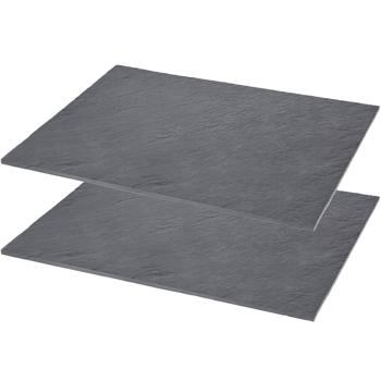 Servierplatte Schiefer - 2er-Set elegant dunkel robust langlebig - 30x20cm - für Cheeseboard Dessert Antipasti Apéro - Hotels Cafés