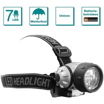 Preview: 2er-Set LED Kopflampe - Flexibles Stirnband für Outdoor, Wandern, Joggen - IP44 Spritzwasserschutz - 7 LEDs, 3 Modi, batteriebetrieben