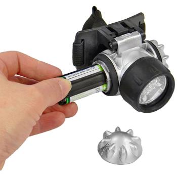 Preview: 2er-Set LED Kopflampe - Flexibles Stirnband für Outdoor, Wandern, Joggen - IP44 Spritzwasserschutz - 7 LEDs, 3 Modi, batteriebetrieben