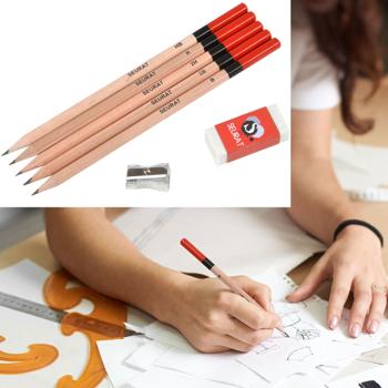 Bleistift-Set - 5 Härtegrade (2B, B, HB, H, 2H) - Ideal zum Zeichnen, Skizzieren & Konturieren - Inkl. Spitzer & Radiergummi für Schule, Uni, Büro & Kunstkurse
