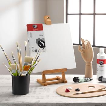 Preview: Pinsel-Set mit Aufbewahrungstasche - 12 hochwertige Naturborstenpinsel - für Malerei, Basteln & Kunstwerke - 6x rund & 6x flach in versch. Grössen