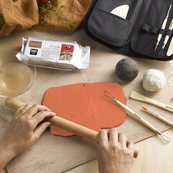 Preview: Naturton Terrakotta 500g - Selbsthärtende Modelliermasse für Skulpturen & Deko - Lufttrocknend 1-3 Tage - Ideal zum Basteln & Bemalen