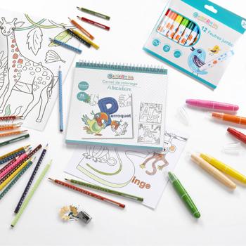 Preview: 12 Jumbo-Filzstifte Set - zum Malen, Gestalten & Basteln für Kinder & Erwachsene - 12 leuchtende Farben - perfekt für Scrapbooks, Journals & Grusskarten