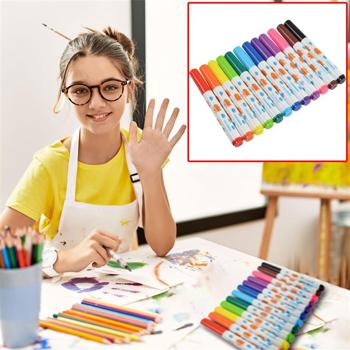 12 Jumbo-Filzstifte Set - zum Malen, Gestalten & Basteln für Kinder & Erwachsene - 12 leuchtende Farben - perfekt für Scrapbooks, Journals & Grusskarten