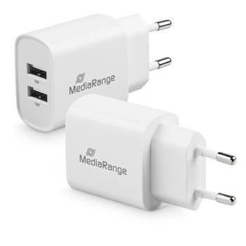 Preview: 2er-Set USB-Netzteil mit 2 USB-A Anschlüssen, 12W, weiss, Quick Charge, für schnelles Laden von iPhone, Samsung, Huawai, Xiaomi Smartphones