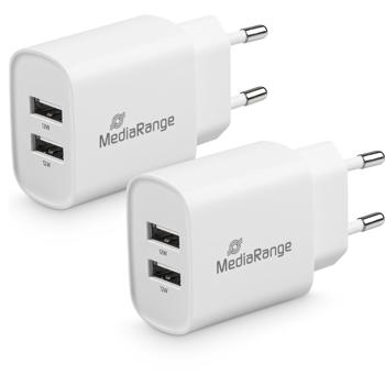 2er-Set USB-Netzteil mit 2 USB-A Anschlüssen, 12W, weiss, Quick Charge, für schnelles Laden von iPhone, Samsung, Huawai, Xiaomi Smartphones