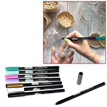 Preview: Marker Set für Glas, Keramik & Metall - 8 Stifte in Metallic- & Pastellfarben - Ideal für DIY, Hochzeiten, Geschenke & Deko - Vielseitig einsetzbar - CH6677