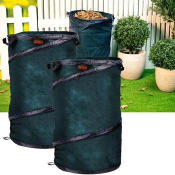 2er-Set Gartensack 120L - Abfallsack für Grünschnitt, Laub & Gartenabfälle - Ø 45x75cm - mit robusten Henkeln - platzsparend verstaubar
