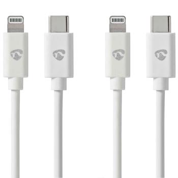2er-Set iPhone Ladekabel MFi zertifiziert - optimal für Apple Geräte - 2m PVC Kabel, USB-C auf Lightning, 60W/20V/3A, 480 Mbit/s Datenübertragung - Weiss
