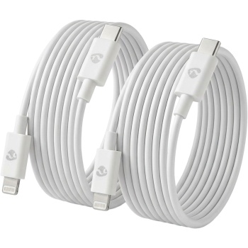 2er-Set iPhone Ladekabel MFi zertifiziert - optimal für Apple Geräte - 2m PVC Kabel, USB-C auf Lightning, 60W/20V/3A, 480 Mbit/s Datenübertragung - Weiss