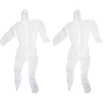2er-Set Schutzanzug Einheitsgrösse - Optimaler Staubschutzoverall mit Reissverschluss, Kapuze & Gummiband - Leichtes Polypropylen-Gewebe
