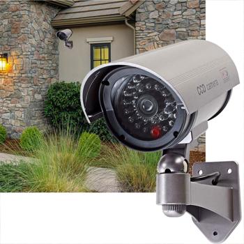 Preview: 2er-Set Abschreckung pur: Dummy Überwachungskamera (grau)mit Signal-LED – Täuschend echte Kamera-Attrappe (IP44) für mehr Sicherheit rund ums Haus