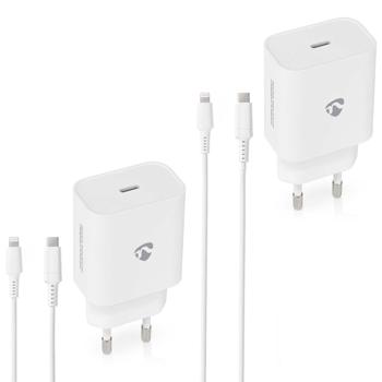 2er-Set Schnell Ladegerät mit USB- C auf Lightning Ladekabel, 1m, Quick Charge Set, USB Netzteil u. Kabel für iPhone 7, 8, 9, X, 11, 12, 13, 14, PRO / MAX