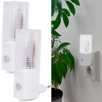 2er-Set LED Steckdosen Nachtlicht - Automatische Dämmerungserkennung für Sicherheit in Flur & Küche - 3 LEDs, 230V, 0.5W, 11x3.5x3.5 cm