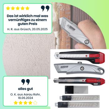 Preview: 2er-Set Umfangreiches 33-teiliges Abbrechmesser-Set: Cutter-Universalmesser für Handwerker, Heimwerker & Profis – inklusive Ersatzklingen