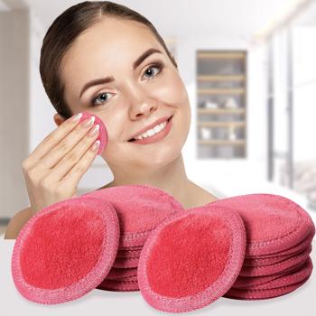 Kosmetikpads 20er-Set - Waschbar & Wiederverwendbar für Gesicht & Körper - Ø 7 cm, OKEO-TEX Standard 100 zertifiziert, Magenta/Rosarot - Hautschonend