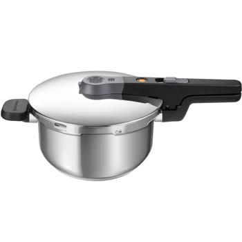 Preview: Hochwertiger 4L Schnellkochtopf: Edelstahl, Ø 25 cm, mit Sicherheitsventil, für alle Herdarten – zeitsparend und energieeffizient für jeden Haushalt